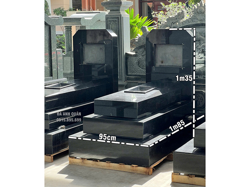 Mẫu Mộ đá granite đẹp, chất lượng cao, thiết kế 3 cấp KT 95cm x 185cm x 135cm 18 Kích thước Mộ đá granite chôn 1 lần