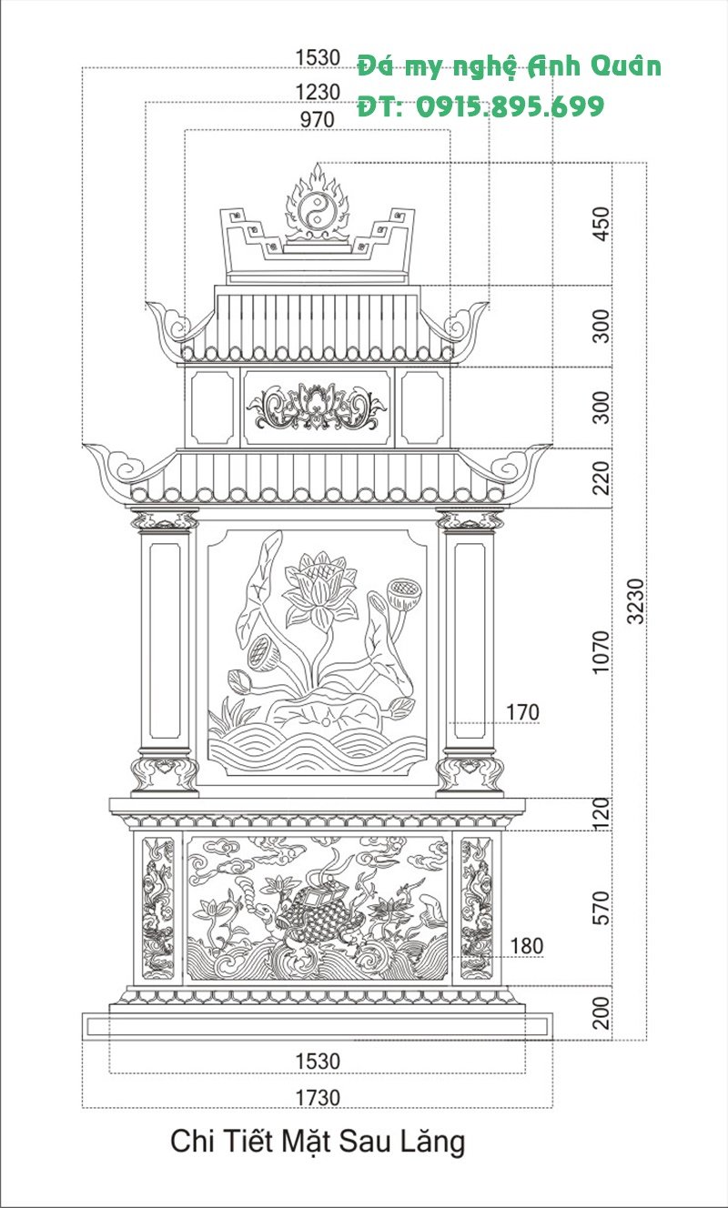 Bản vẽ cad thiết kế lăng mộ bằng đá chi tiết