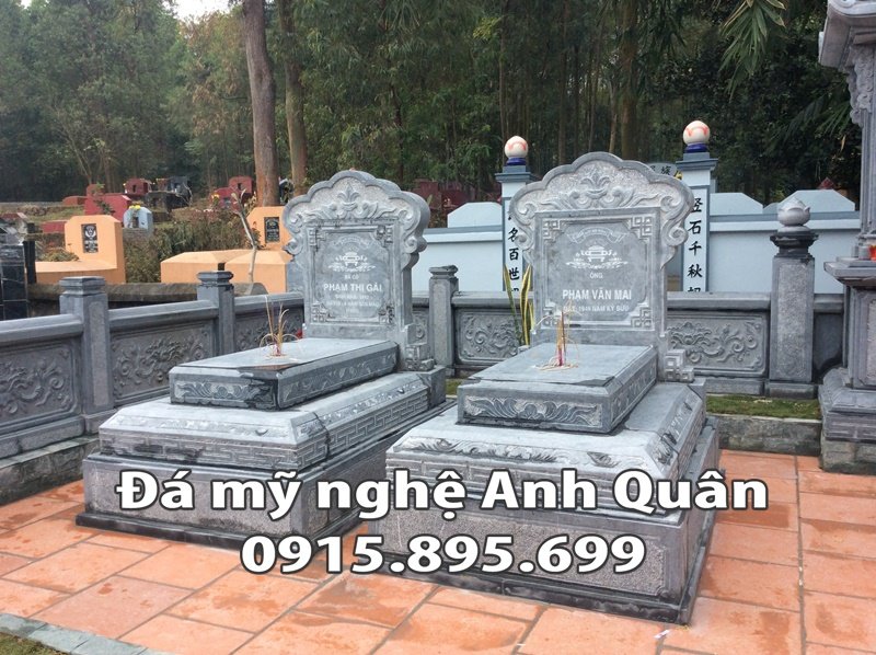 Mộ đá đôi đá xanh rêu đẹp Anh Quân Ninh Vân, Hoa Lư, Ninh Bình.