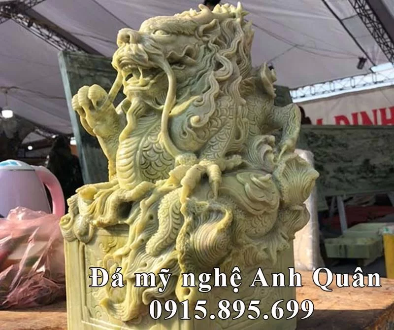 Phù điêu Ấn Rồng đá Serpentine phong thủy.