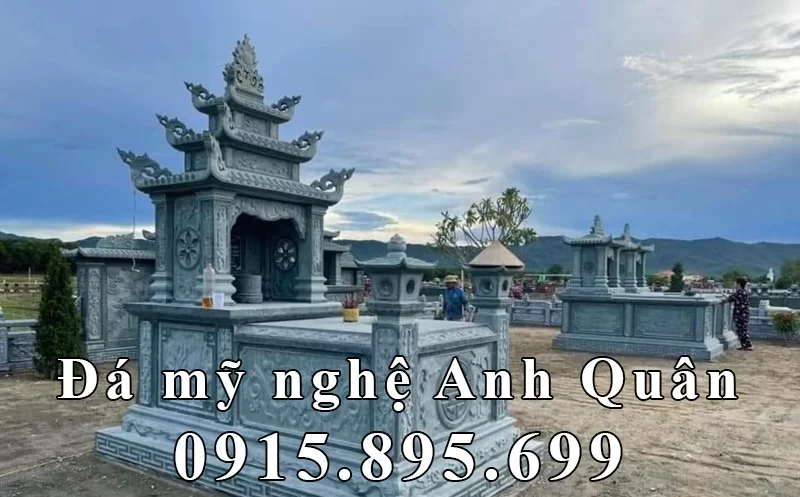 Mẫu Mộ đá đơn ba mái đẹp của Đá mỹ nghệ Anh Quân Ninh Bình.