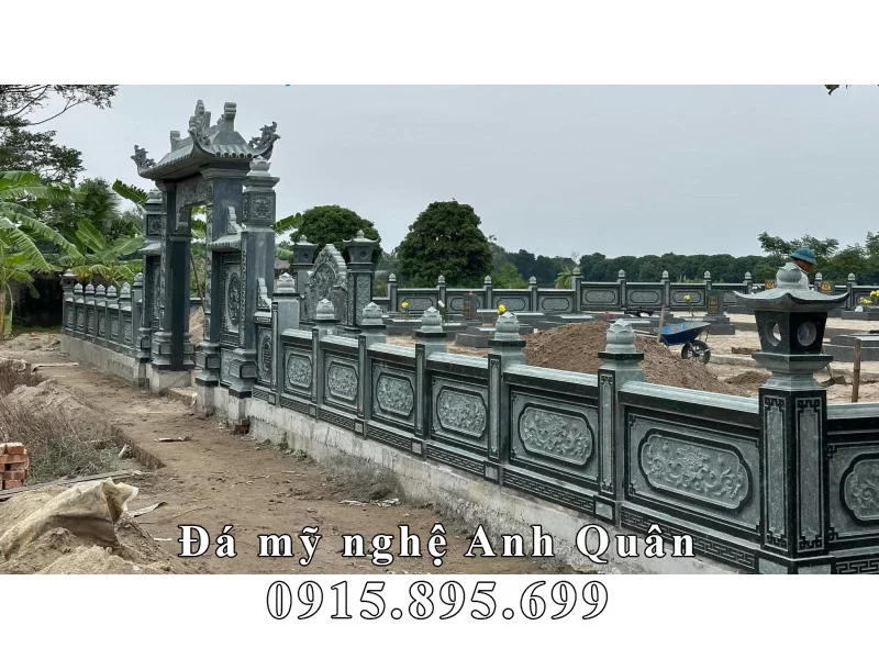 Lan can đá Lăng Mộ đá xanh rêu đẹp