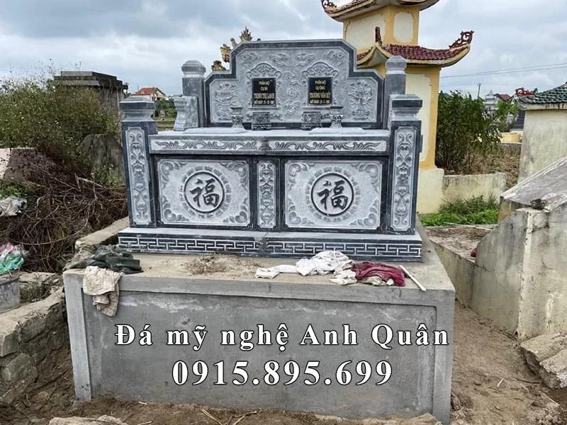 Mẫu Mộ đá đôi hậu bành không mái